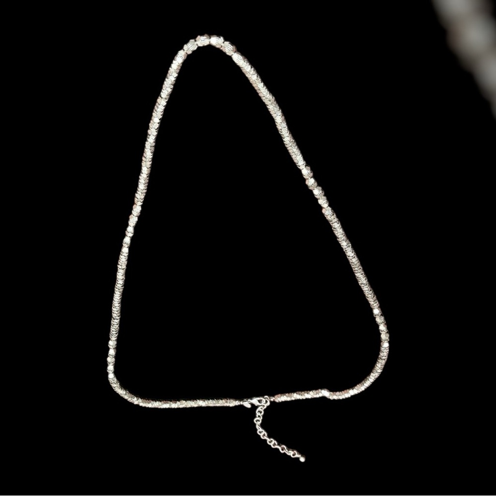 Chico's Shimmery Necklace 43" Long Women's Silver Tone